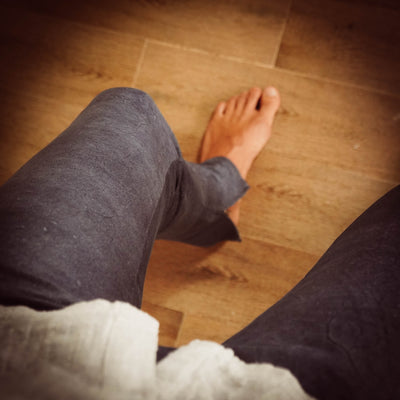 Maßgeschneiderte Lederhose "Jeans look" blau